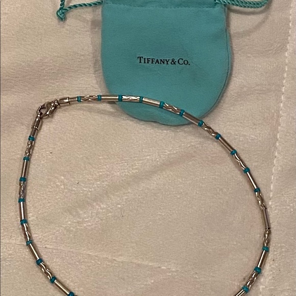 Tiffany & Co. Jewelry - Tiffany & Co silver and turquoise zigzag necklace